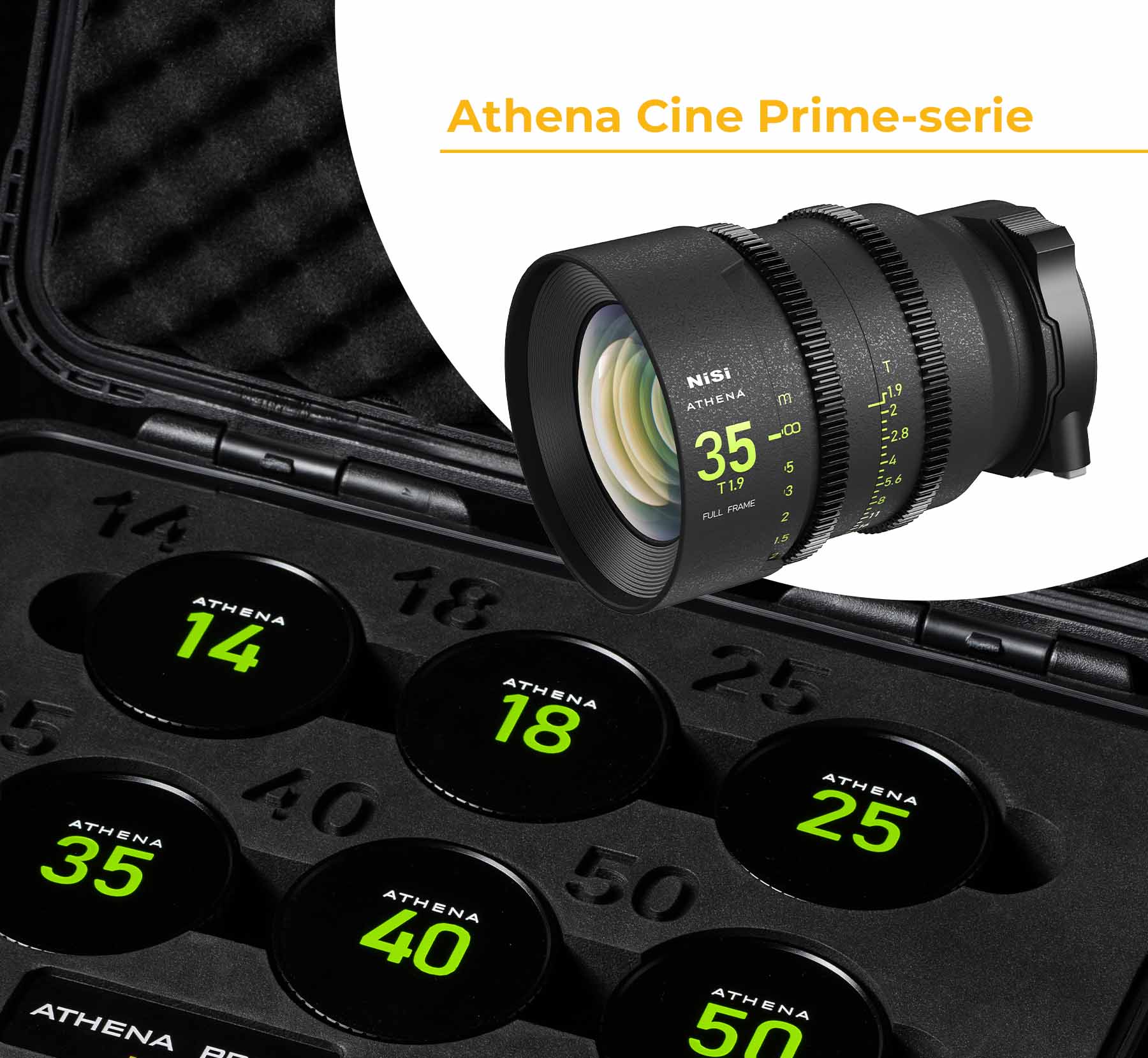 NiSi Athena Cine Prime-serie: 35mm T1.9 cine-objectief voor een koffer met Athena vaste brandpunten