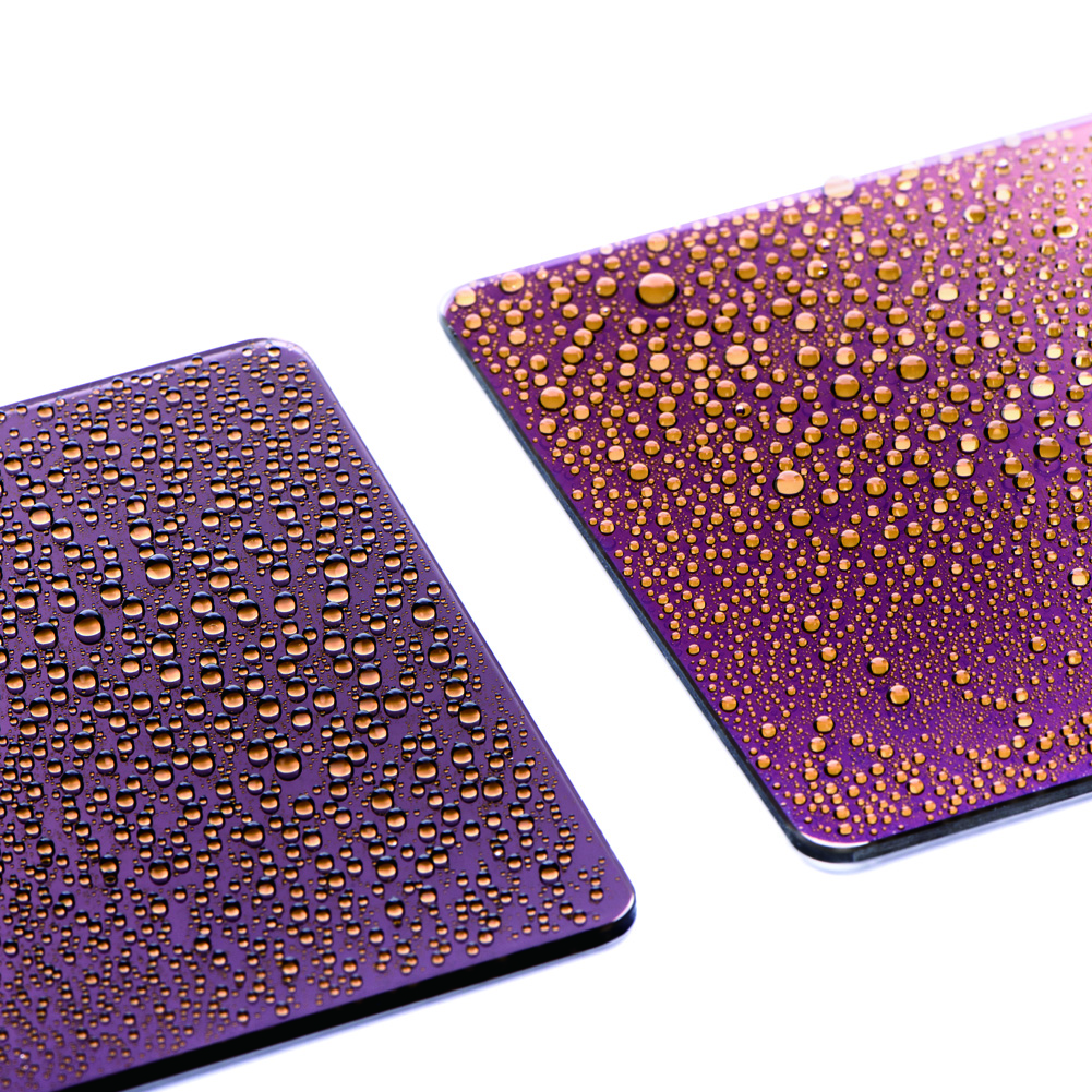 NiSi 100x100mm Graufilter – Detailansicht der hydrophoben Nano-Beschichtung mit abperlenden Wassertropfen.