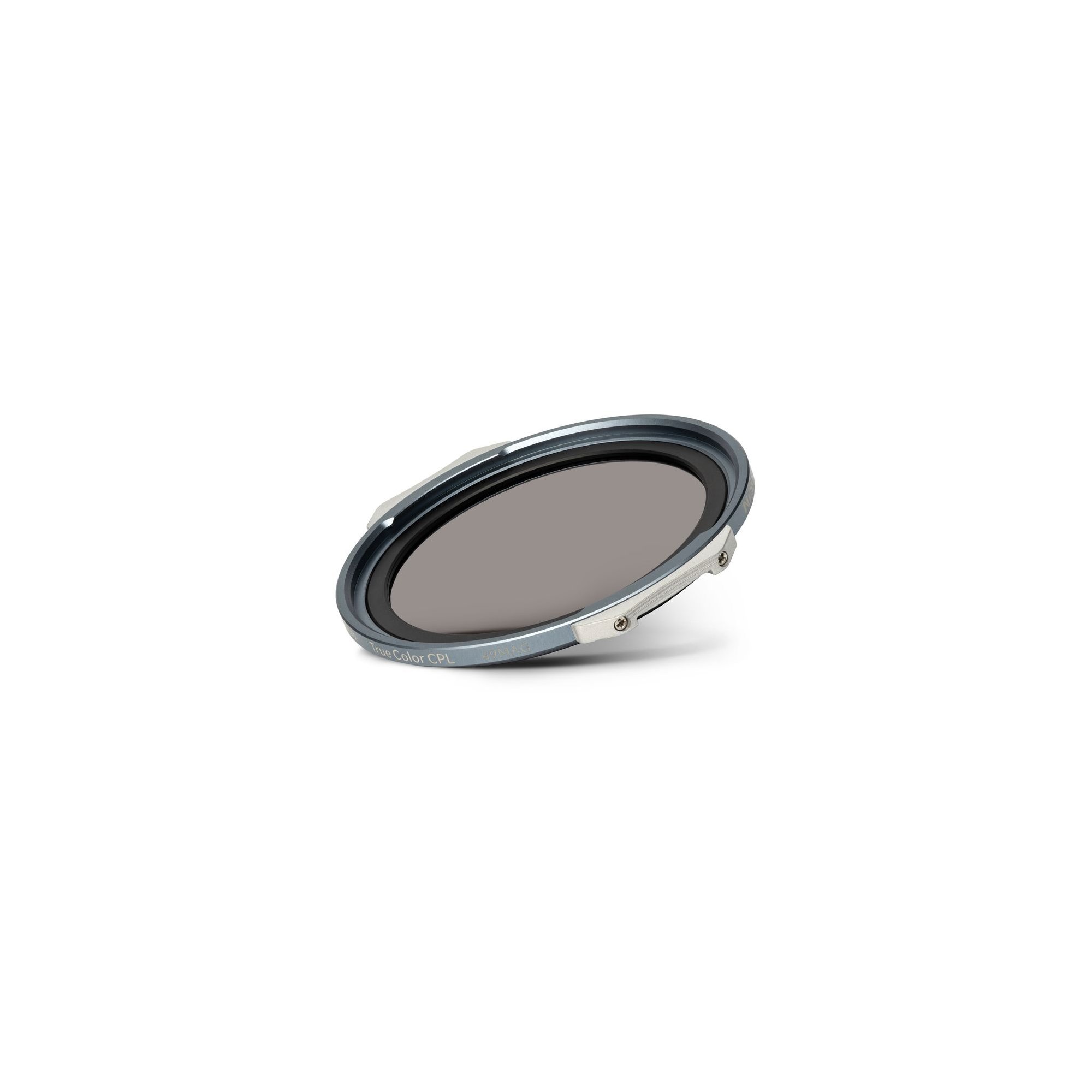 NiSi JetMag Pro True Color CPL Filter (49MAG) in schräger Perspektive mit silberfarbenen Magnetgriffen.