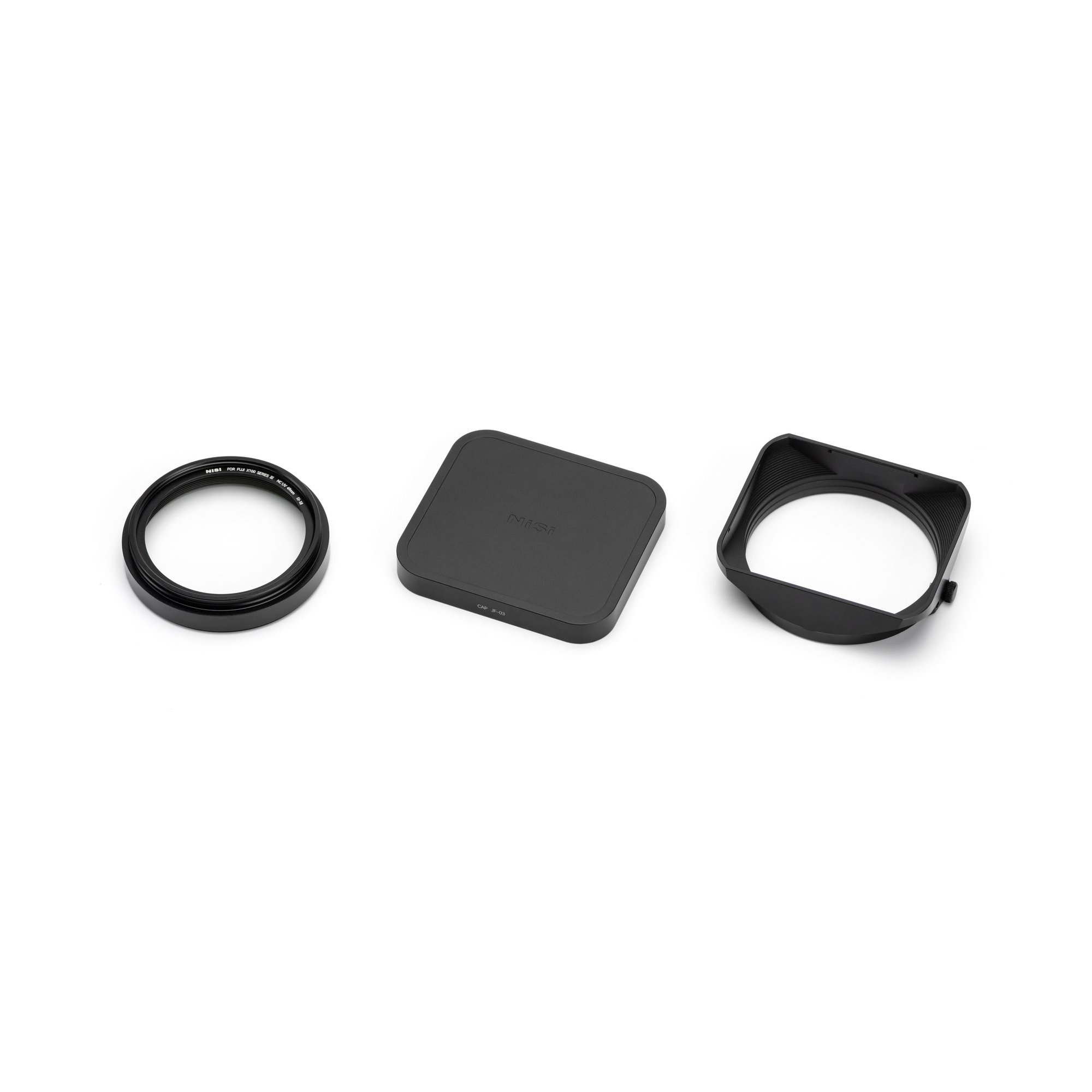 Lens Hood Kit III für Fujifilm X100 Serie in Schwarz mit Adapterring, Schutzdeckel und Streulichtblende