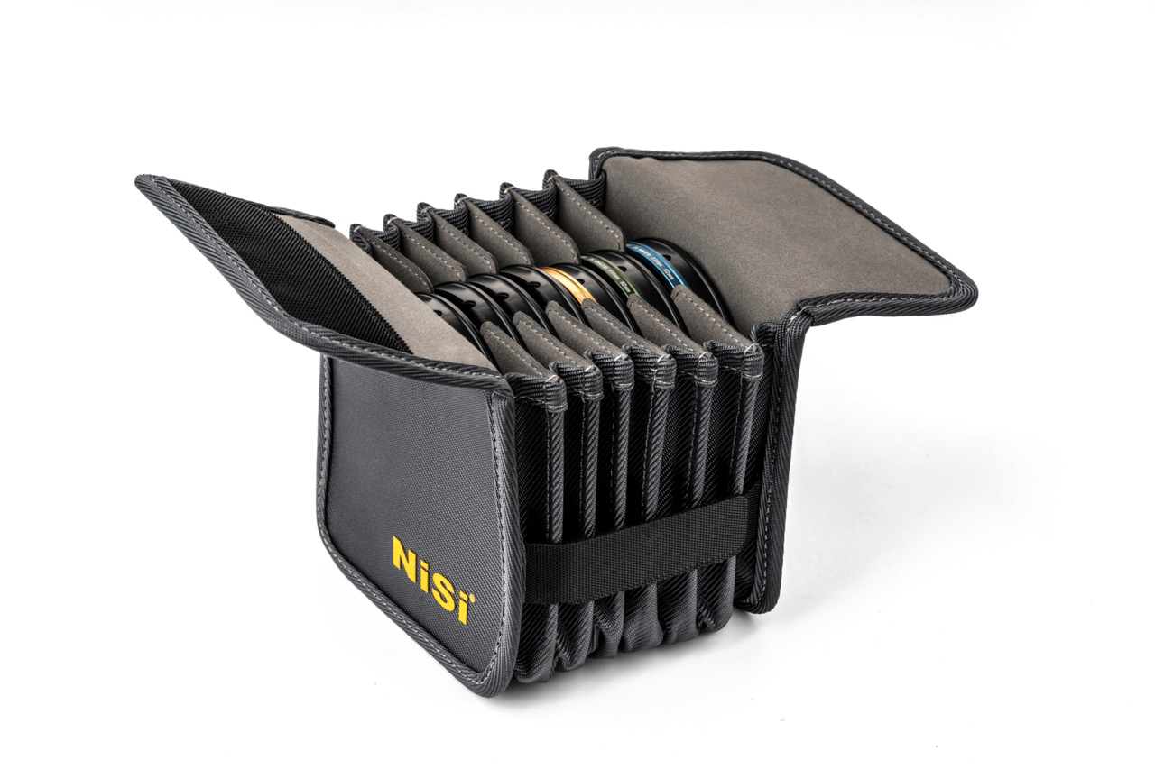 FS ND FIlter Kit Tasche offen mit Filtern und Adaoterringen in den Innentaschen
